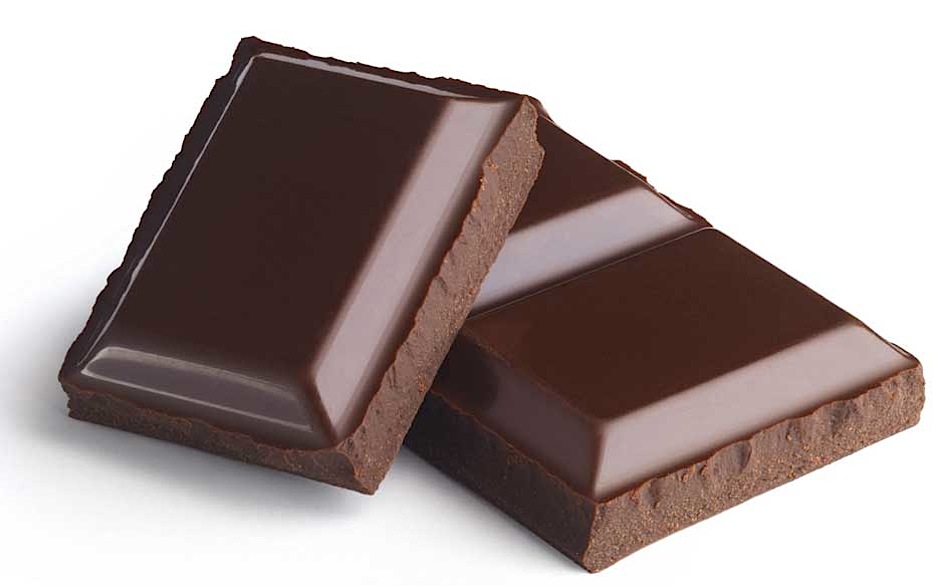 Een simpele meditatie oefening. Na een tijdje doe je langzaam je ogen open en kijk je naar de chocolade. Kijk naar de kleur, de vorm en hoe de chocolade glanst.