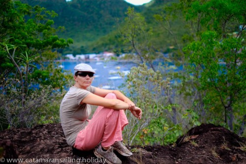 Mallika enjoys the view on the photogenic walk at the coast of Martinique