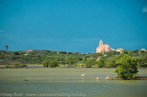 Sailing to Curacao. Sails are in "milkmaid" setting